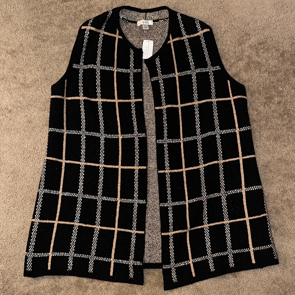 Christopher & Banks Long Buffalo Plaid Cozy Sweater Vest